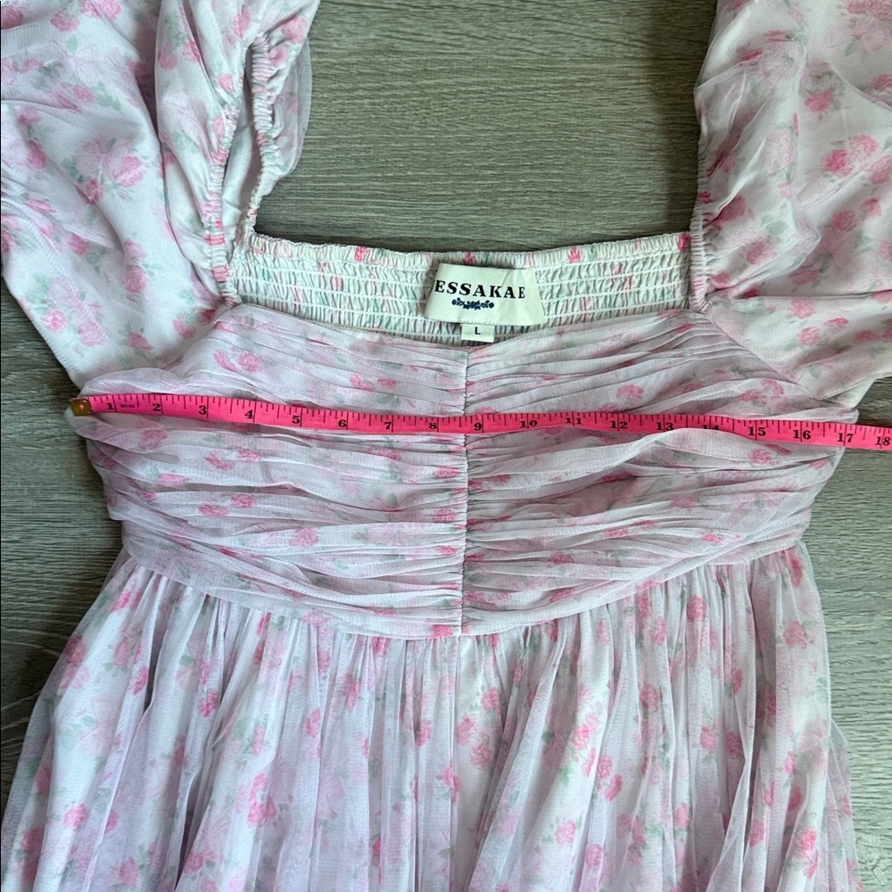 JESSAKAE Promenade Puff Sleeve Floral Print Maxi Dress, Pink And White Large - Picture 11 of 13